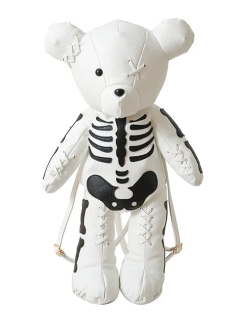 Load image into Gallery viewer, (Free Shipping)(Tariffs included in price) Funny Skeleton Bear Backpack PU Leather Artistic Personality Thriller Single Shoulder Crossbody Backpack Halloween Backpacks
