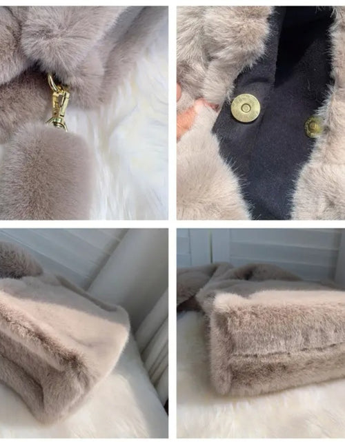 Load image into Gallery viewer, (Free Shipping) Women's Soft Plush Hand Bag Solid Color Tote Female Large Capacity Fur Underarm Bags Furry Fluffy Shoulder Crossbody Bag
