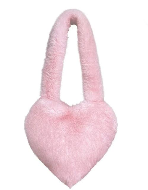 Load image into Gallery viewer, (Free Shipping)(Tariffs included in price) Fuax Fur Feather Love Heart Shaped Underarm Bag Ladies Trendy Long Tassel Plush Shoulder Bag Large Capacity Tote Handbag
