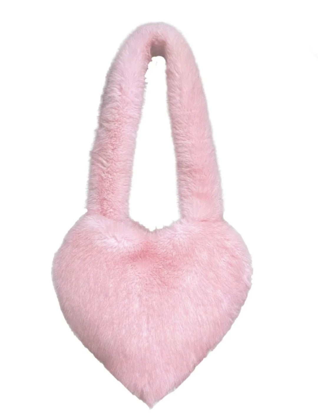 (Free Shipping)(Tariffs included in price) Fuax Fur Feather Love Heart Shaped Underarm Bag Ladies Trendy Long Tassel Plush Shoulder Bag Large Capacity Tote Handbag