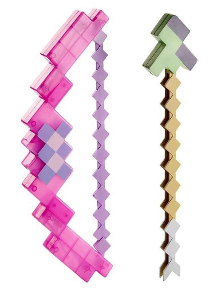 (Free Shipping)(Tariffs included in price) Pixelated Bow and Arrow Kids Building Toy Archery Set Girls And Boys Fun Play Shoots Up To 20 FT Outdoors