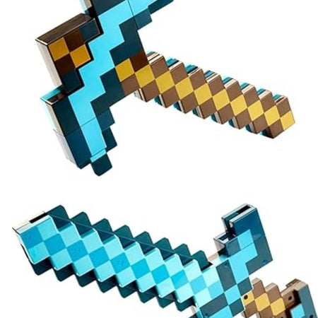 (Free Shipping)(Tariffs included in price) 2 in 1 Pixelated Sword And Axe Kids Block Toy Diamond Sword Mining Axe
