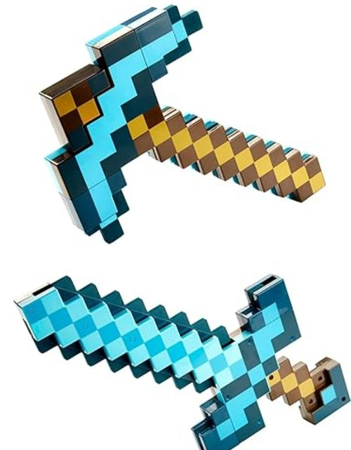 Load image into Gallery viewer, (Free Shipping)(Tariffs included in price) 2 in 1 Pixelated Sword And Axe Kids Block Toy Diamond Sword Mining Axe
