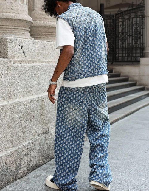 Load image into Gallery viewer, (Free Shipping)(Tariffs included in price)Autumn Winter Oversized 2-Piece Sleeveless Denim Jacket Baggy Trousers Streetwear Style Mid-Waist Breathable Washable Woven
