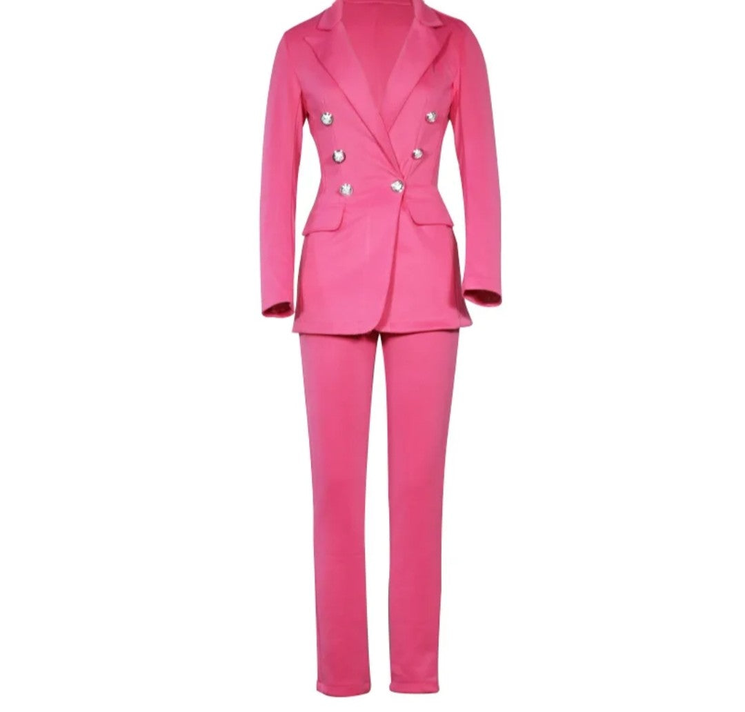 (Free Shipping)(Tariffs included in price) New Formal Outfit Set Plain Lady Blazer And Long Pants Blazers Suits Two Pieces Women Suit