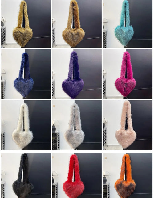 Load image into Gallery viewer, (Free Shipping)(Tariffs included in price) Woman's Faux Fur Heart Shaped Shoulder Crossbody Bag Winter Fur HandBags for women Female Clutch Purse Messenger Bag

