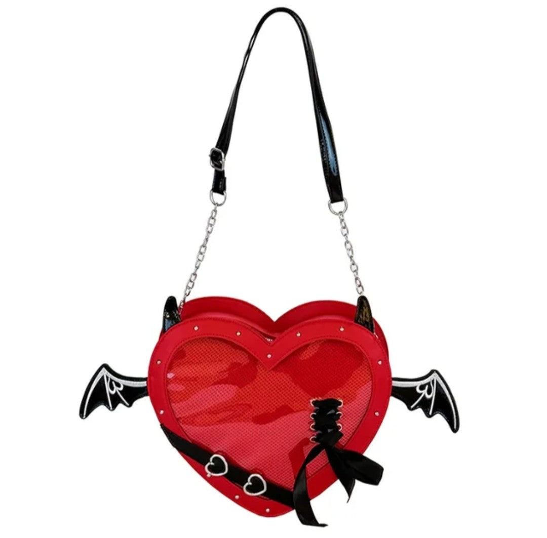 (Free Shipping)(Tariffs included in price) Love Heart Design bag Women New Transparent Crossbody Bags Girls Purses and Handbags Bag for Girls Uniform Bag