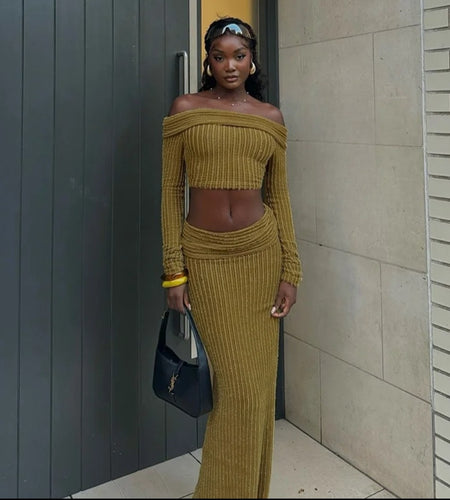 (Free Shipping)(Tariffs included in price) New slim fit top over skirt long sleeve suit for women