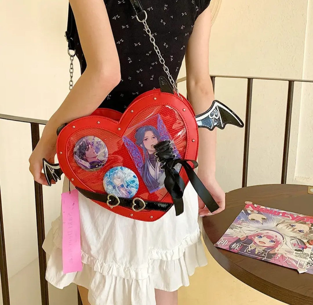 (Free Shipping)(Tariffs included in price) Love Heart Design bag Women New Transparent Crossbody Bags Girls Purses and Handbags Bag for Girls Uniform Bag