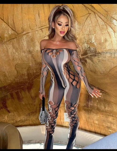 Load image into Gallery viewer, (Free Shipping)(Tariffs included in price) Sexy Hollowed Out Long Sleeve Jumpsuit Women's Romper Slim Off Shoulder Playsuit
