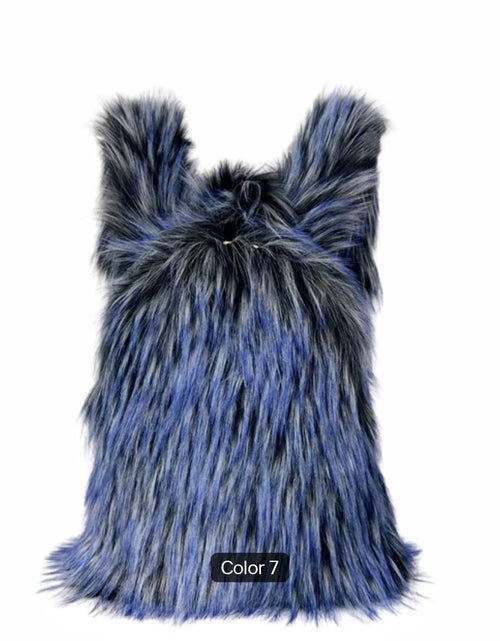 Load image into Gallery viewer, (Free Shipping) Furry Faux Fur Women's Luxury Designer Backpack Handbag Purses Women's Gradient Shoulder Bag Women's Rucksack
