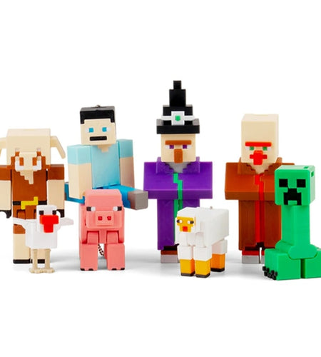 (Free Shipping)(Tariffs included in price) 10 Pack 3D Printed Colorful Pixel Style Flexible Toy Action Figures