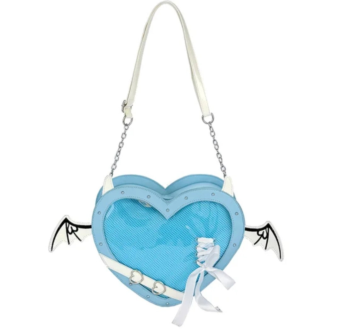 (Free Shipping)(Tariffs included in price) Love Heart Design bag Women New Transparent Crossbody Bags Girls Purses and Handbags Bag for Girls Uniform Bag