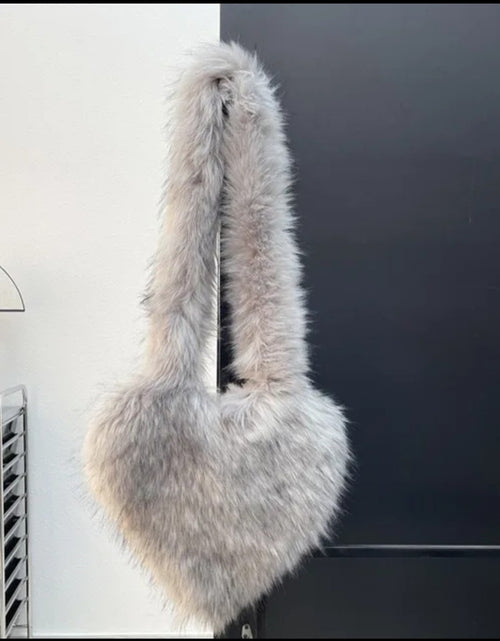 Load image into Gallery viewer, (Free Shipping)(Tariffs included in price) Woman's Faux Fur Heart Shaped Shoulder Crossbody Bag Winter Fur HandBags for women Female Clutch Purse Messenger Bag
