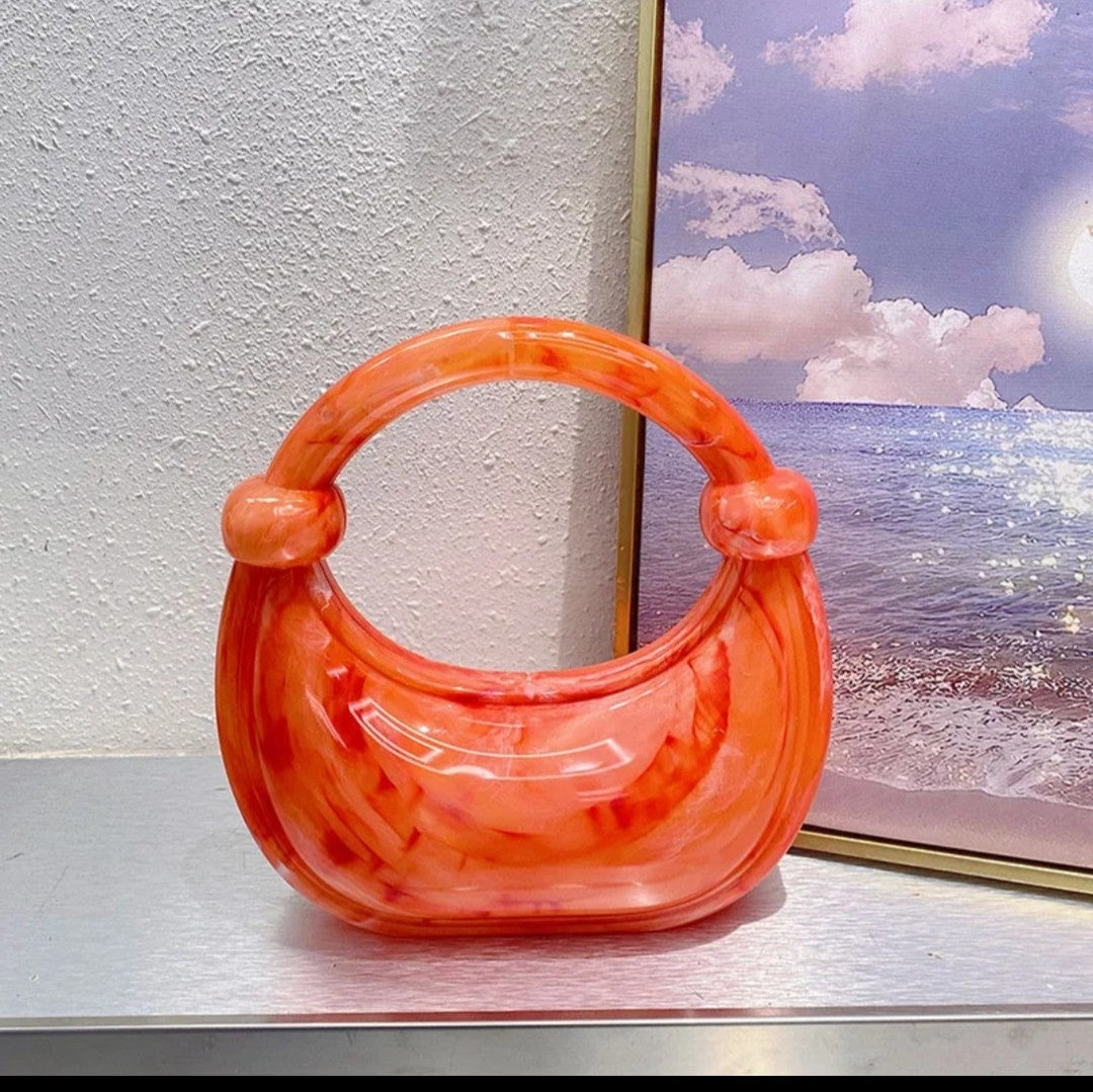 (Free Shipping)(Tariffs included in price) Luxury Women's Marble Grain Evening Clutch Handbag Acrylic Bag with Chain Decoration Wedding Parties Valentine's Day gift purse