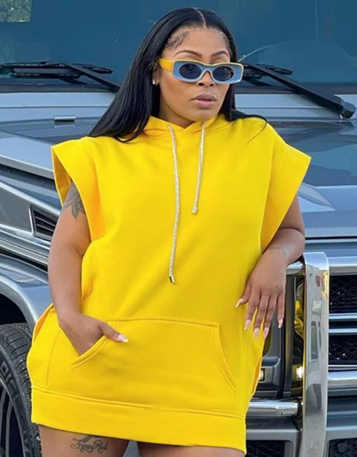 Load image into Gallery viewer, (Free Shipping)(Tariffs included in price) Ladies Spring solid color sleeveless hoodie dress cheap casual women dresses
