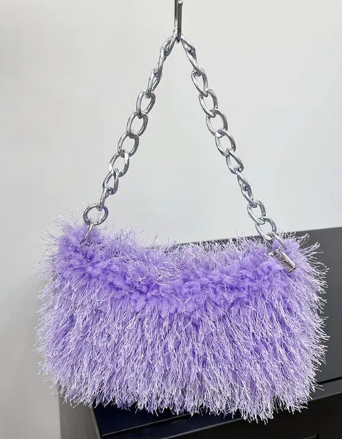 Load image into Gallery viewer, (Free Shipping) Plush Women's Hobos Underarm Bag Hot Girls Furry Clutch Shoulder Bag Luxury Faux Fur Female Fluffy Armpit Handbag
