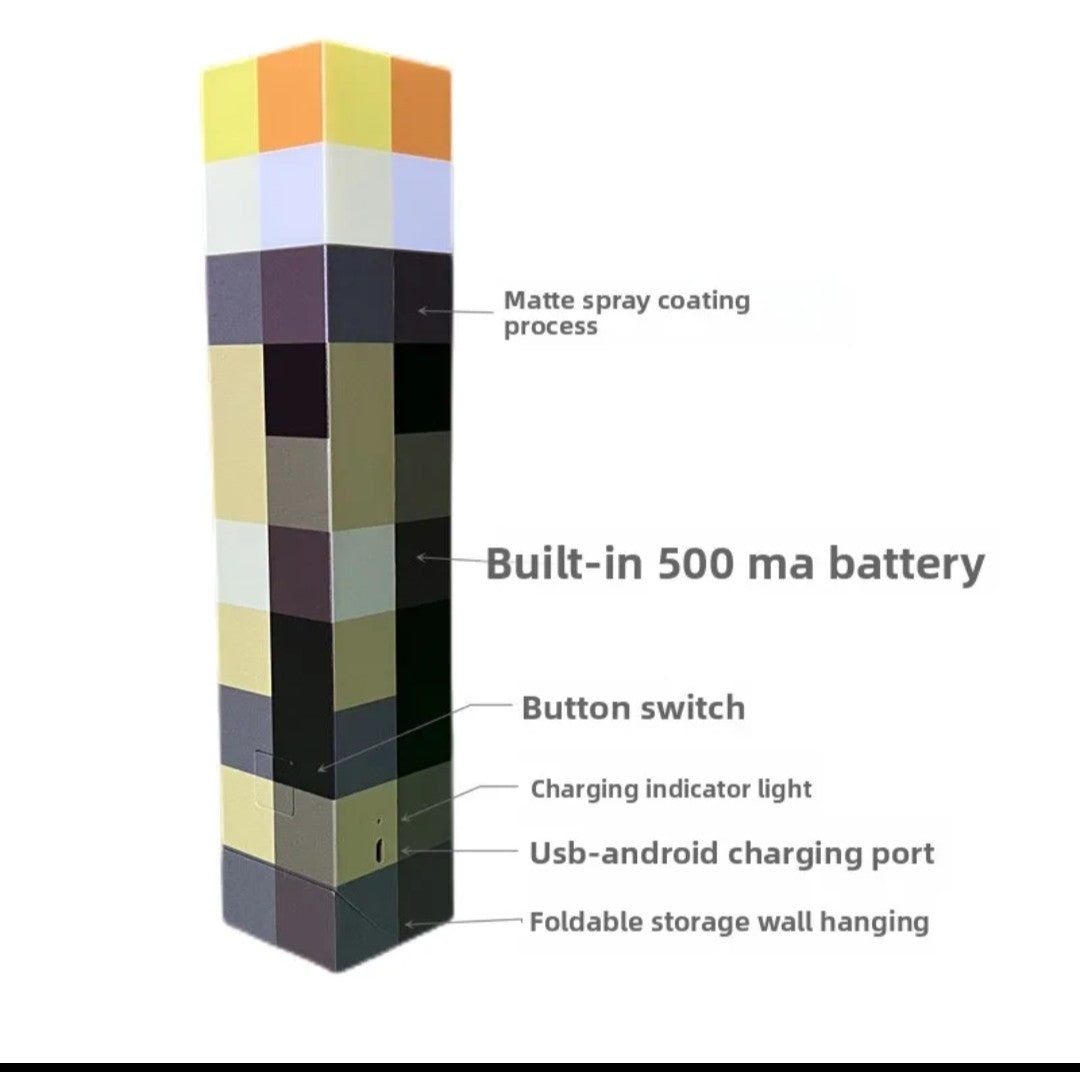 (Free Shipping)(Tariffs included in price) Torch Lamp Children's Toy Night Light Model Toy Brownstone Torch For Living Room Home Decor USB Rechargeable