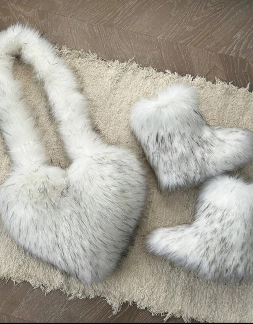 Load image into Gallery viewer, (Free Shipping)(Tariffs included in price) Fashion Forward Fur Shoulder Handbags Spicy Girls Faux Fur Boots and Bag Set Women Purse Furry Boots Matching Set
