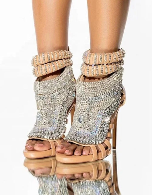 Load image into Gallery viewer, (Free Shipping) Luxury Women's Diamond High Heel Rhinestone Stiletto Sandal Dress Shoes
