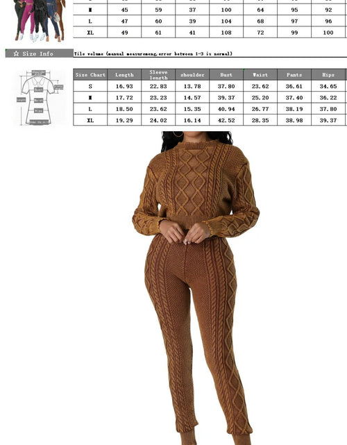 Load image into Gallery viewer, (Free Shipping)(Tariffs included in price) Autumn Hot Selling O-neck Retro Style Women Cotton Tracksuit Elastic Pullover Rhombus Two Piece Sweater Sets

