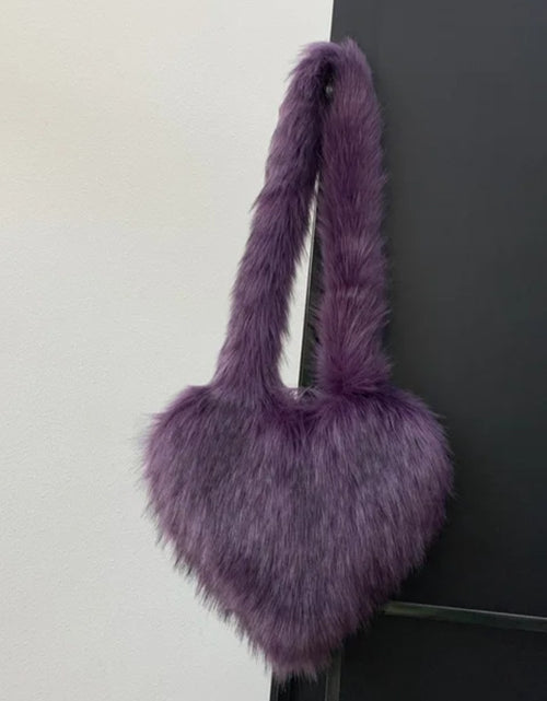 Load image into Gallery viewer, (Free Shipping)(Tariffs included in price) Woman's Faux Fur Heart Shaped Shoulder Crossbody Bag Winter Fur HandBags for women Female Clutch Purse Messenger Bag
