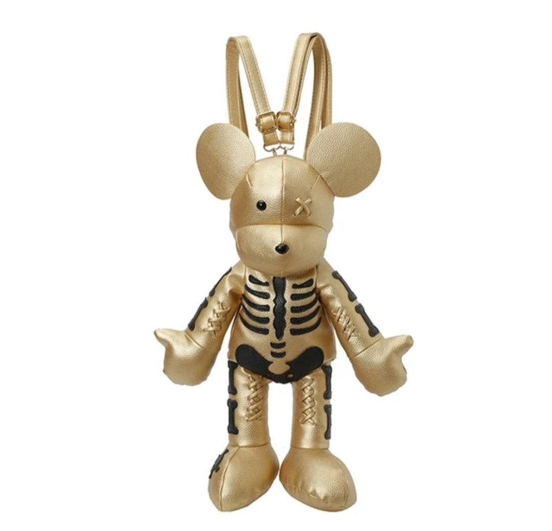 (Free Shipping)(Tariffs included in price) Funny Mouse Bear Backpack PU Leather Artistic Personality Thriller Single Shoulder Crossbody Backpack Halloween Backpacks