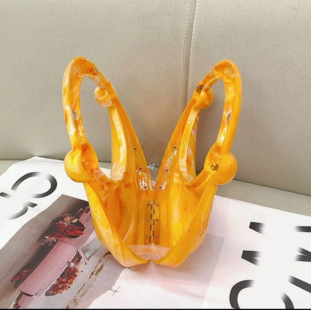 (Free Shipping)(Tariffs included in price) Luxury Women's Marble Grain Evening Clutch Handbag Acrylic Bag with Chain Decoration Wedding Parties Valentine's Day gift purse