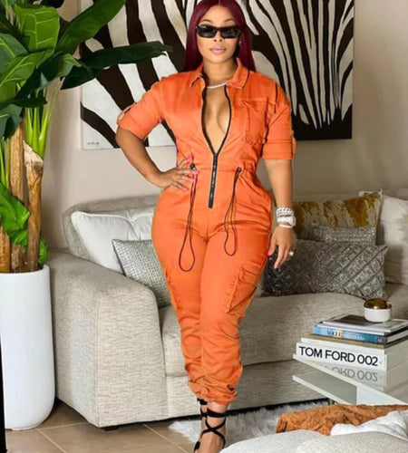 (Free Shipping)(Tariff included in price) Plus sizes available. Women's jumpsuit is made of breathable, quick-dry, and anti-pilling spandex/polyester material, perfect for summer and spring. It features a skin-friendly knitting, modern streetwear design.