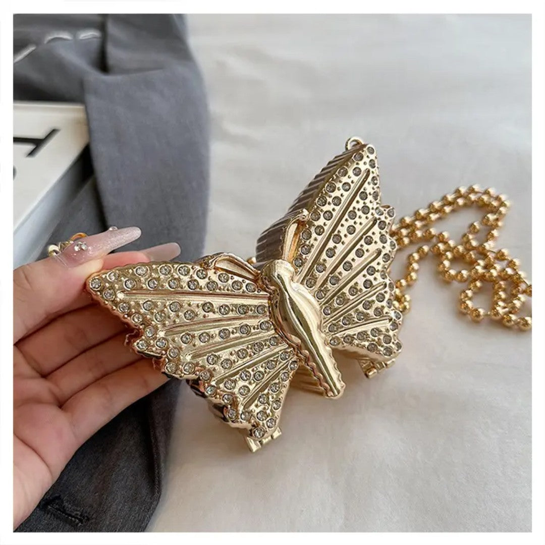 (Free Shipping)(Tariffs included in price) Metal Mini Butterfly Small Shoulder Crossbody Bags for Women Luxury Party Evening Handbags and Purses Female Diamond Clutches