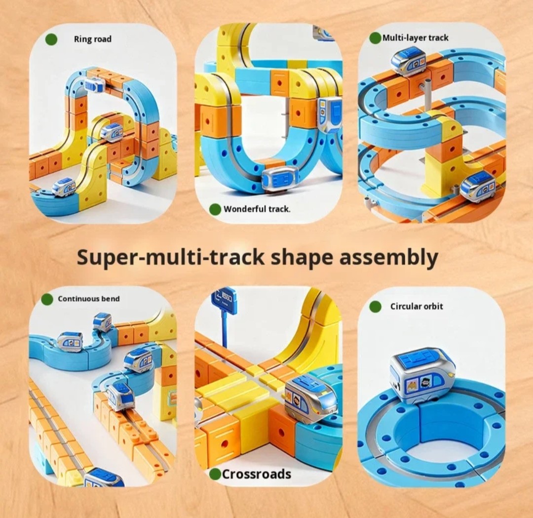 (Free Shipping)(Tariffs included in price)184 PC Plastic Magnetic Train Track Building DIY Kids Toy Set