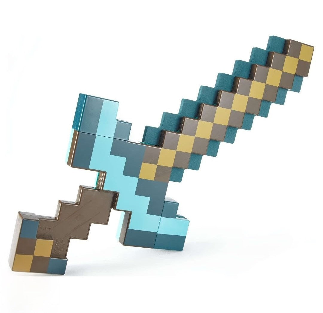 (Free Shipping)(Tariffs included in price) 2 in 1 Pixelated Sword And Axe Kids Block Toy Diamond Sword Mining Axe