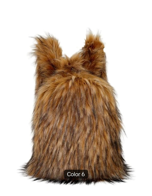Load image into Gallery viewer, (Free Shipping) Furry Faux Fur Women's Luxury Designer Backpack Handbag Purses Women's Gradient Shoulder Bag Women's Rucksack
