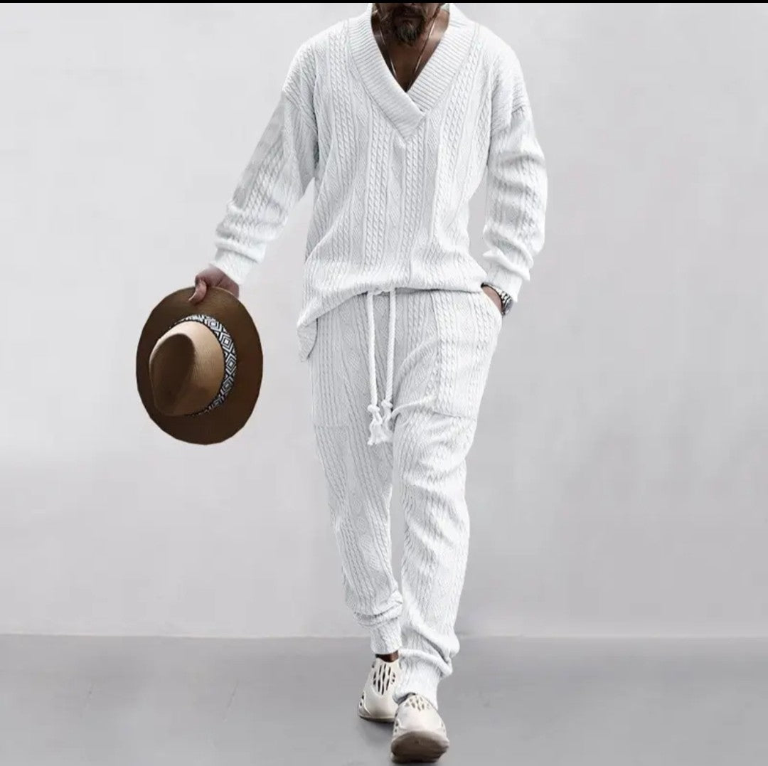 (Free Shipping)(Tariffs included in price) Stylish Jacquard Set For Men Soft Fabric With Stretch Fit Perfect For Relaxing or Casual Occasions