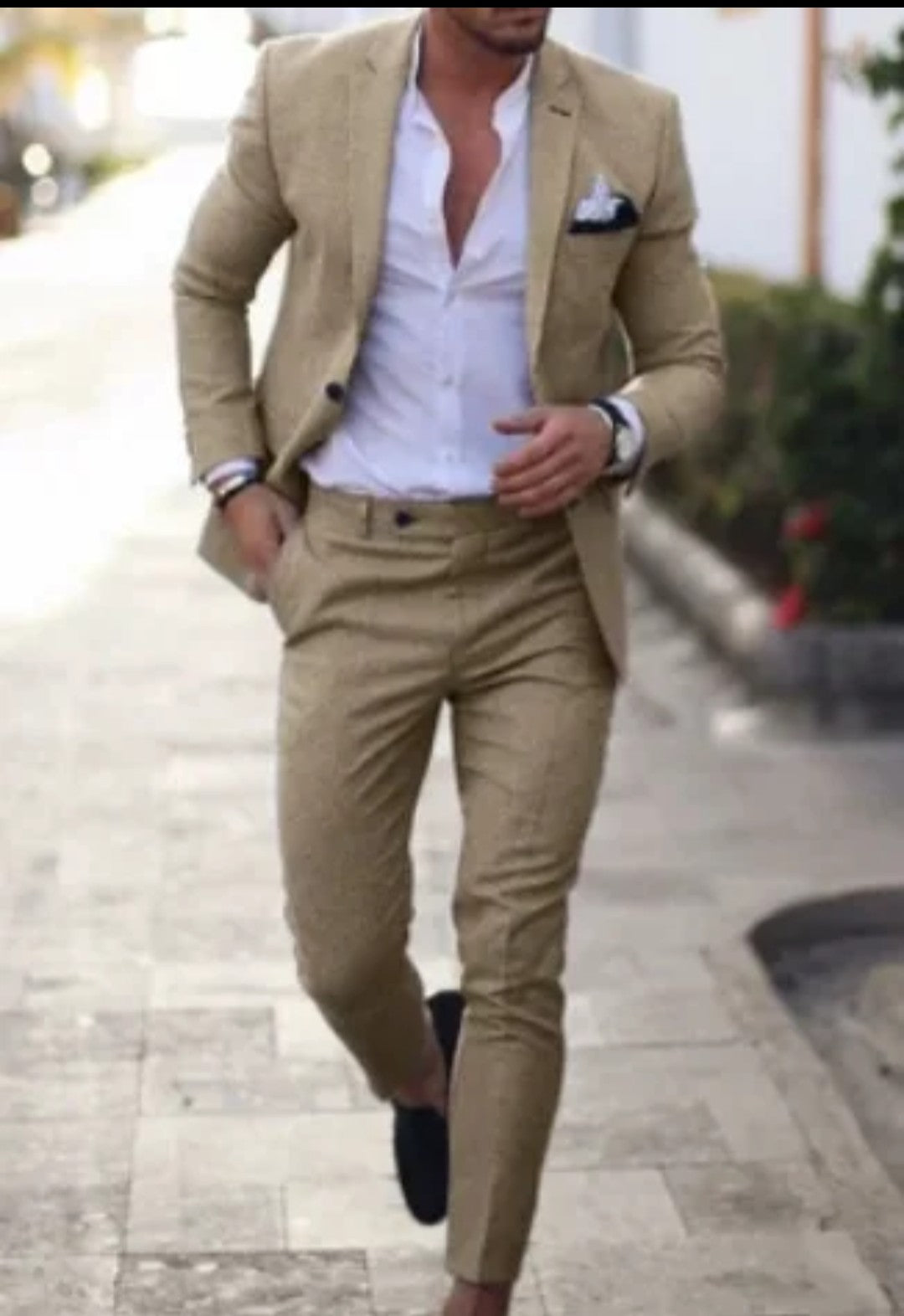 (Free Shipping)Men's 2 Piece Plaid Blazer Digital Print Suit Jacket with Zipper Fly Business Style