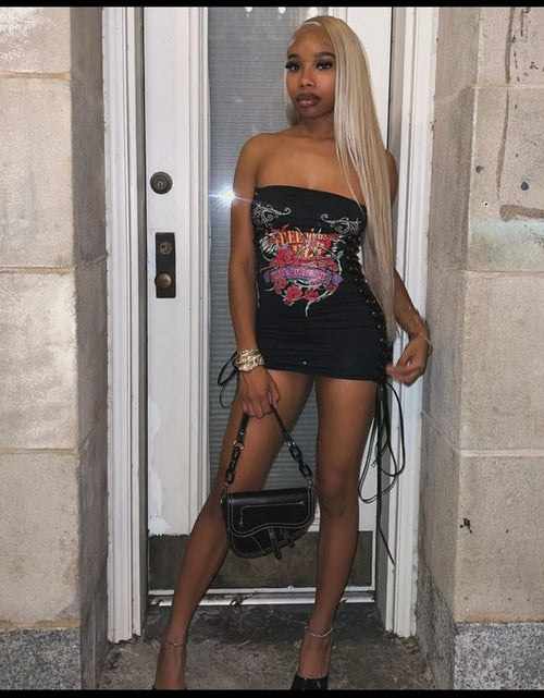 Load image into Gallery viewer, (Free Shipping)(Tariffs included in price) Summer Fashion Y2K Short Dress Retro Designer Printed Tight Lace Up Sexy Party Dress for Women
