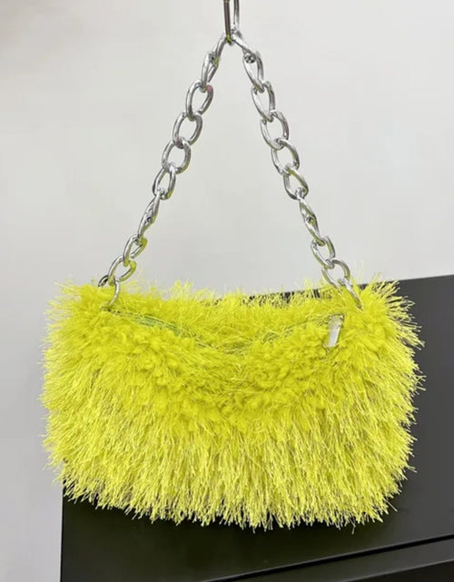 Load image into Gallery viewer, (Free Shipping) Plush Women's Hobos Underarm Bag Hot Girls Furry Clutch Shoulder Bag Luxury Faux Fur Female Fluffy Armpit Handbag
