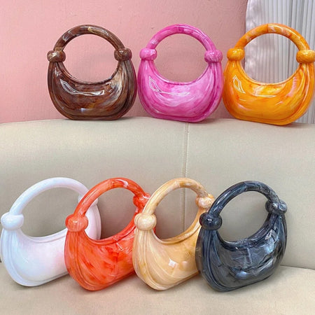 (Free Shipping)(Tariffs included in price) Luxury Women's Marble Grain Evening Clutch Handbag Acrylic Bag with Chain Decoration Wedding Parties Valentine's Day gift purse