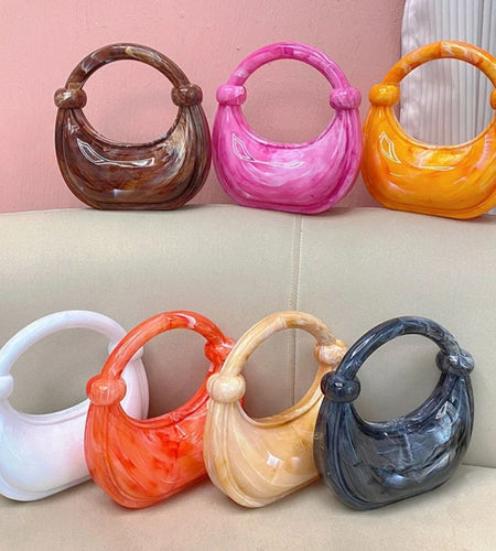 (Free Shipping)(Tariffs included in price) Luxury Women's Marble Grain Evening Clutch Handbag Acrylic Bag with Chain Decoration Wedding Parties Valentine's Day gift purse