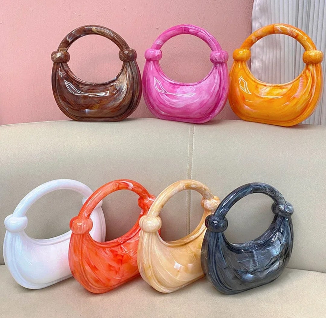 (Free Shipping)(Tariffs included in price) Luxury Women's Marble Grain Evening Clutch Handbag Acrylic Bag with Chain Decoration Wedding Parties Valentine's Day gift purse