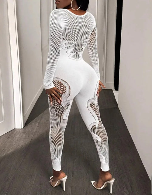 Load image into Gallery viewer, (Free Shipping)(Tariffs included in price)Autumn Fall Women Clothing Long Sleeve Hollow Out See Through Fitness Jumpsuit
