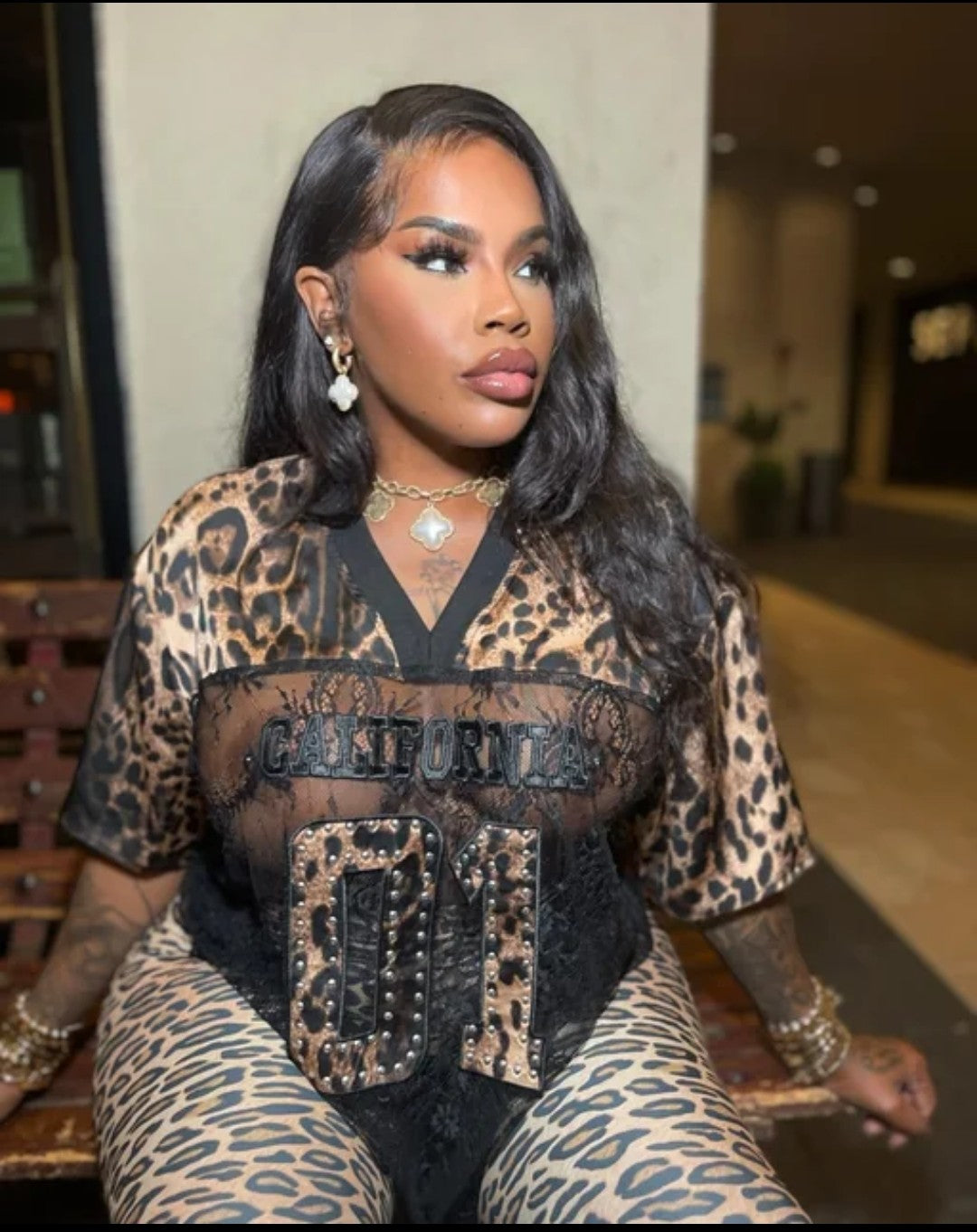 (Free Shipping)(Tariffs included in price) Short Sleeve Lace Shirt Oversized See Through Loose T-shirt