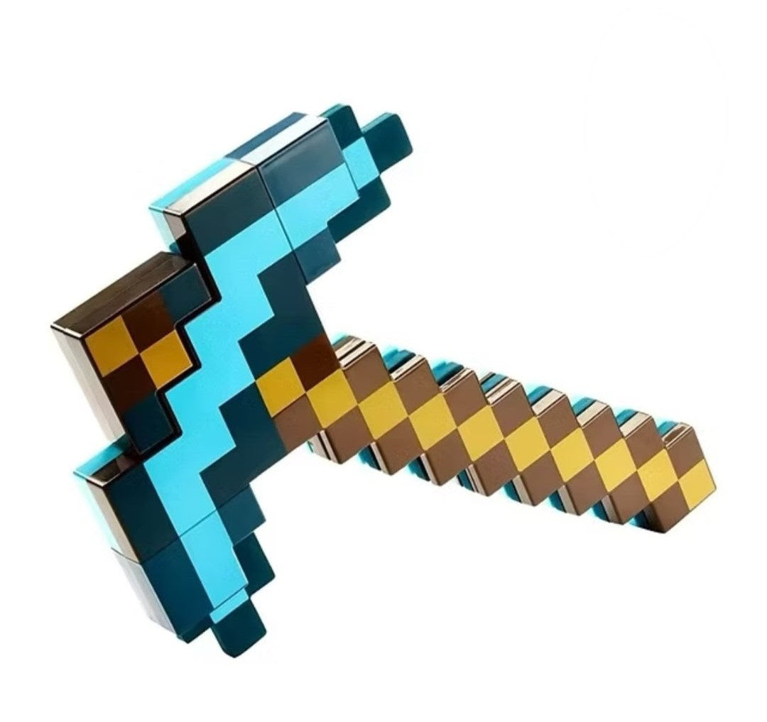 (Free Shipping)(Tariffs included in price) 2 in 1 Pixelated Sword And Axe Kids Block Toy Diamond Sword Mining Axe
