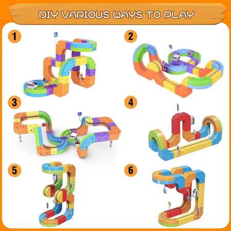 (Free Shipping)(Tariffs included in price)184 PC Plastic Magnetic Train Track Building DIY Kids Toy Set