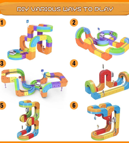 (Free Shipping)(Tariffs included in price)184 PC Plastic Magnetic Train Track Building DIY Kids Toy Set