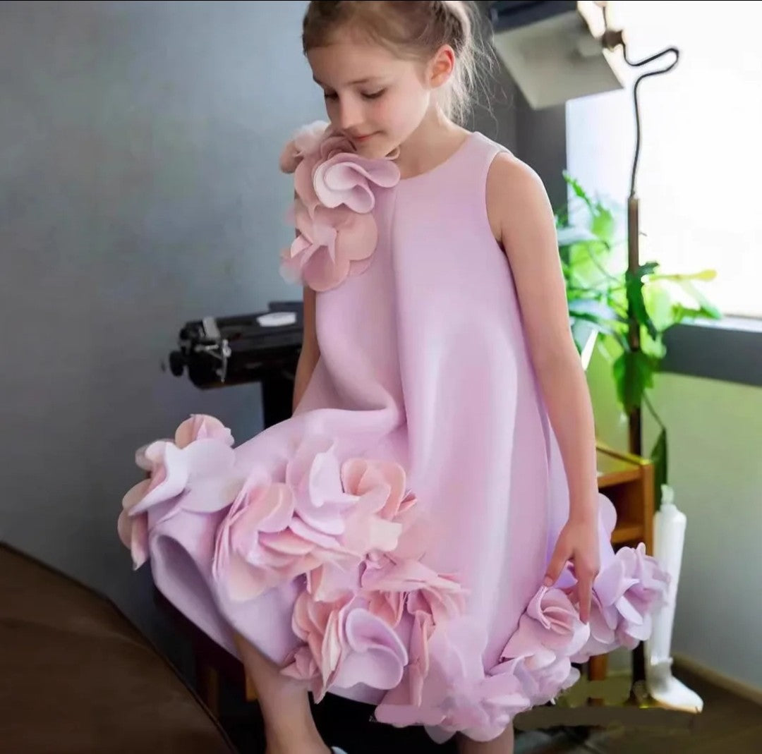 (Free Shipping)(Tariffs included in price) Summer Flower Princess Dress Sleeveless 3D Flower Party Dress