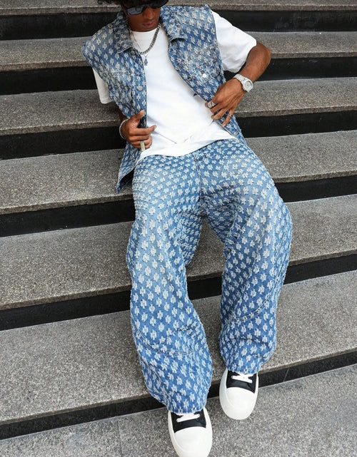 Load image into Gallery viewer, (Free Shipping)(Tariffs included in price)Autumn Winter Oversized 2-Piece Sleeveless Denim Jacket Baggy Trousers Streetwear Style Mid-Waist Breathable Washable Woven
