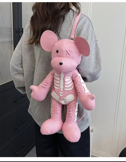 Load image into Gallery viewer, (Free Shipping)(Tariffs included in price) Funny Mouse Bear Backpack PU Leather Artistic Personality Thriller Single Shoulder Crossbody Backpack Halloween Backpacks
