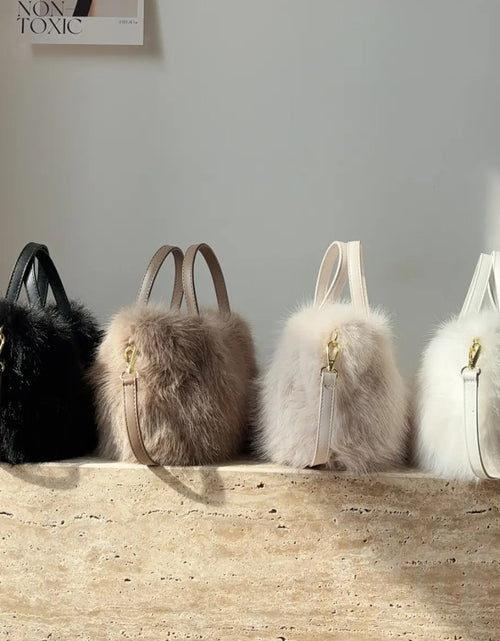 Load image into Gallery viewer, Large Capacity Bucket Bag Fashion Imitation Rabbit Fur Plush Bag Underarm Shoulder Tote Bags Winter Faux Fur Designer Handbag
