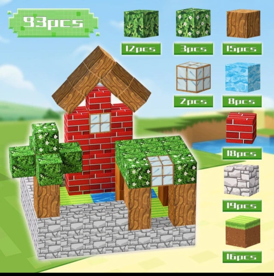 (Free Shipping)(Tariffs included in price) 93 piece magnetic building cube set for boys and girls age 3+ DIY model creative children's Stem sensory toy